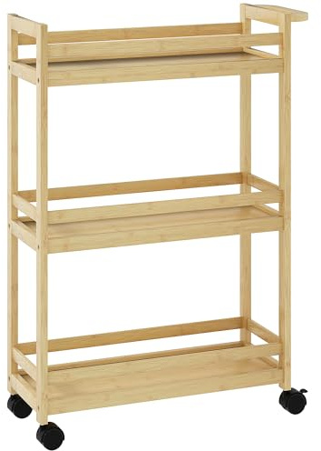 HOMCOM Étagère de Rangement de Salle de Bain 55 x 20 x 75 cm Naturel