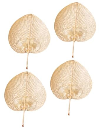 OSOLADY 4stücke Handgefertigte Woven Handventilatoren Für Sommer Leichte Tragbare Und Praktische Für Strandpartys Und Heiße Tage