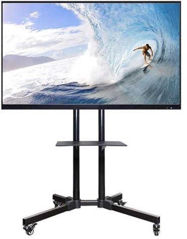 SaryEdge Mobiler TV-Wagen, rollender TV-Ständer, mobiler TV-Ständer, mobiler TV-Ständerwagen mit Feststellrädern, großes Medienregal für Fernseher(