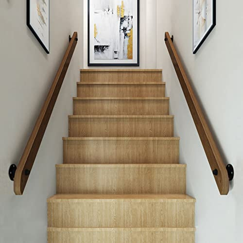 Kit de barandilla de madera para escaleras de seguridad en interiores y exteriores, escalera sólida con barandilla antideslizante, barandilla de madera de 60 cm