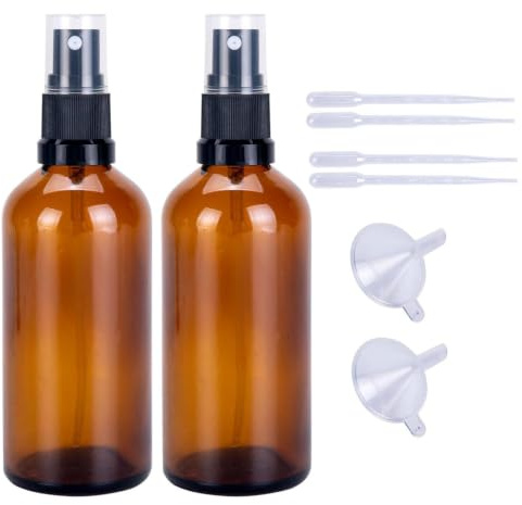 Sewokon 2 x sprühflasche klein glas 100ml,kleine braun glassprühflaschen zum befüllen zerstäuber leere