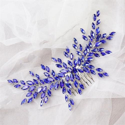 Silberne Strass-Stirnbänder für Damen, Haarschmuck, Kopfschmuck, Diadem, Hochzeit, Haarkamm, Brautzubehör, Blau