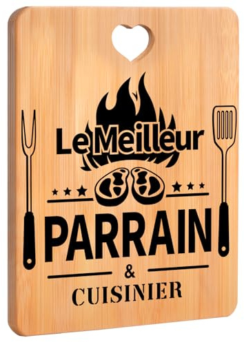 Apjielop Cadeau Parrain, Cadeau Parrain Anniversaire - Planche à Découper en Bambou, Cadeau Créatif pour Parrain, Idee Cadeau Homme Cuisine Original
