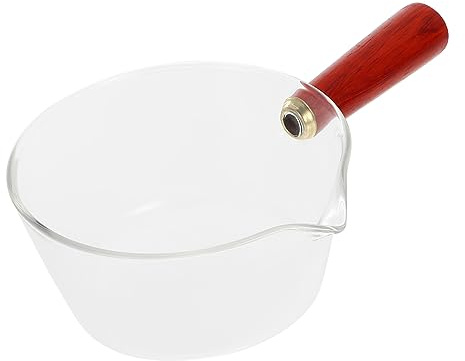 NAMOARLY Kleiner Milchtopf Babynahrung Emaille Kochen Milchtöpfe Topf Mit Heißer Schokolade Milchtopf Mit Deckel Kleiner Kochtopf Milchpfannen Butterwärmer Topf Hölzern Transparent