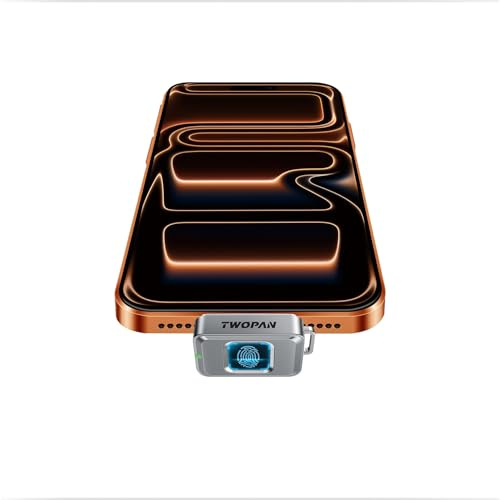 TWOPAN Nano SSD 256GB, External SSD Storage USB C Flash Drive with Fingerprint Lock, Up to 450MB/s, Design for iPhone 17/16/15, MacBook, iPad, Steam Deck, PS5, Selfie Stick, Android, Travel & Backup
