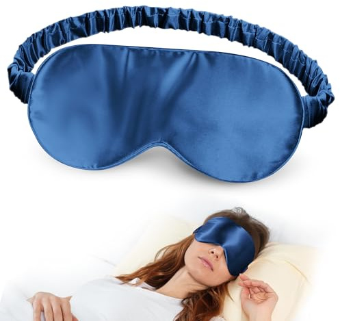 SilkDream 100% Seiden Schlafmaske Frauen&Herren Augenmaske Schlafmaske Seide Flugzeug Verdunkelungs Schlaf Maske Blau