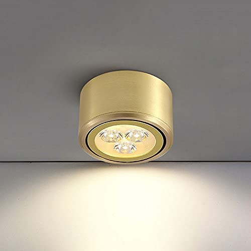 Foco LED de Techo, luz descendente, iluminación Ambiental con ángulo de 45°, Ideal para pasillos, galerías, cocinas y Salas de Estar. Foco direccional de latón.