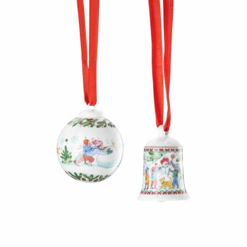 Hutschenreuther Weihnachten Sammelkollektion 2025 Set Miniglocke und Minikugel Weihnachtsspiele/Höhe 5 cm/Ø 4,5 cm