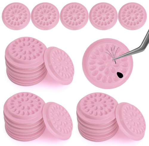 AEKZOX 100 pièces Distributeur de Colle Jetable, Conteneur de Colle pour Cils en Plastique, Supports de Colle pour Faux Cils, Support pour Extensions de Cils, à Faux Cils, Colle Extension de Cils