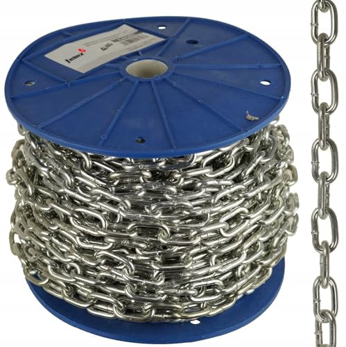 FEINZ Stahlkette verzinkt 4 mm x 40 m | Kettenglieder, verzinkt, kurzgliedrig, seitlich geschweißt, robuste Kette, Bau, Industrie, Garten, Landwirtschaft