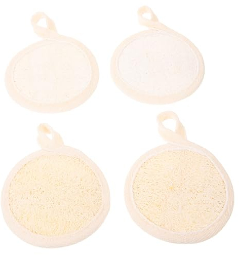 ELAYARD 4 Stck Gesichtspeeling Pads aus Natürlichem Luffa Sanfter Gesichtsexfoliator Wiederverwendbare Peelingschwämme für Frauen Praktisches Handliches Design für Gründliche