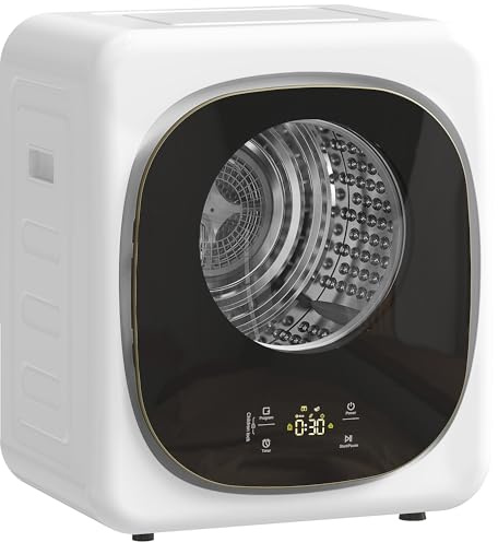 HOMCOM 4kg Vented Tumble Dryer, 800W Compact Freestanding Front Tumble Dryer with 5 Drying Mode, Smart Sensor, Timer and Stainless Steel Tub, Wall-Mounted Portable Small Clothes Drying Machine, White