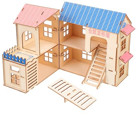 Artibetter Castillo y Nido para Hámster Escalera de 3 Niveles Casa para Pequeños Animales de Material Sintético, Espacio para Jugar para Mascotas Pequeñas