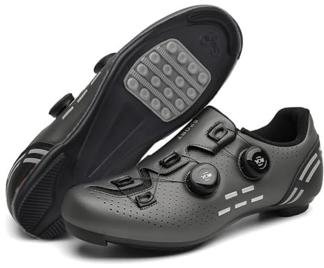 Cykelskor för män kvinnor – lätta inomhus/utomhus cykelskor med gummisula, halkfria och andningsbara mountainbike-sneakers med roterande snören, Grått, 39.5 EU
