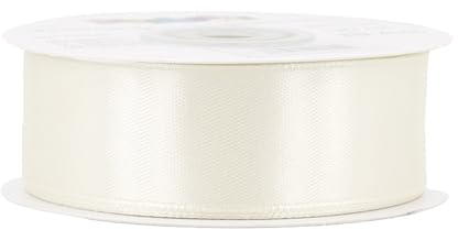 Satinband 25mm x 25m Rolle - FARBAUSWAHL in 3/6/12/18/25/38/50/75/100mm - farbecht & waschbar - Schleifenband für Hochzeit - Geschenkband zum Verpacken Dekorieren Basteln - Ivory/Elfenbein 810