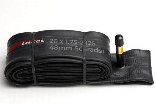 Fincci Camera d'aria 26 MTB - Camera d'aria bici da corsa 26 x 1,75 x 1.95 x 2.00 x 2.1 pollici per Montagna Strada Bici MTB Ibrida Uomo Biciclettas - Valvola Interna Schrader 48mm - Confezione da 1