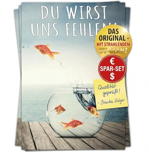 BREITENWERK A4 XXL Abschiedskarte GOLDFISCHE mit Umschlag - Klappkarte für Kollegen zur Rente Pension Mutterschaft Verabschiedung Ruhestand Karte