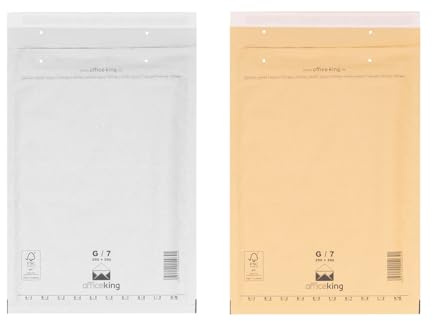 officeking 200 Luftpolstertaschen G/7 | 250 x 350 mm (100 Stück in Braun und 100 Stück in Weiß) - Luftpolster Verpackung Polsterumschläge Briefumschläge gepolstert