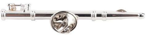 Spilla a Forma di Flauto Traverso - Mini Accessorio da Strumento Musicale con Confezione Regalo, Gioiello per gli Appassionati di Musica (Argento)