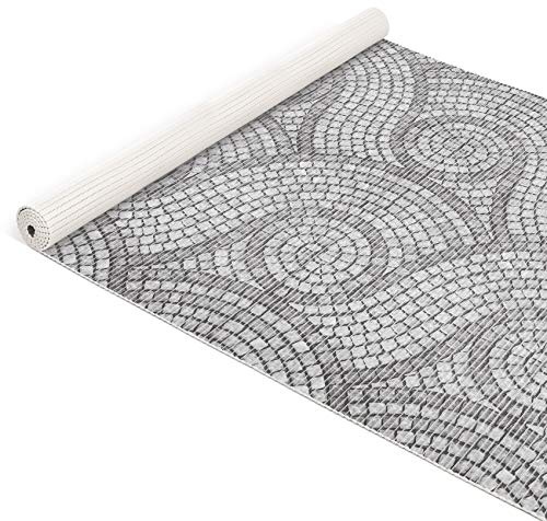 ANRO Tapis de bain en mousse souple antidérapant - Motif pierres mosaïques - Gris - 100 x 130 cm