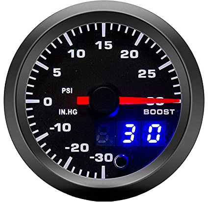 Supmico Ladedruckanzeige für Auto und LKW, 52 mm, PSI, 7 Farben, LED-Zeiger, digitales Zifferblatt, doppelte Anzeige, elektronische Anzeige