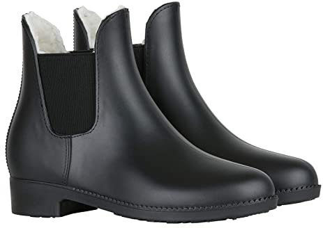 HORZE Kinder Winterreitstieflette Bonn, Thermo Reitstieflette Mädchen, wasserdichte Gummi Stallschuhe Thermo, Schwarz, 34