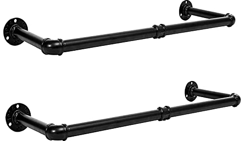 HOOBRO Industrierohr Kleiderstangen 2er Set, 80 cm Garderobenstangen Wandmontage, Abnehmbare Kleiderständer, Platzsparend, Flur, Wohnzimmer, Schlafzimmer EBK01BJ01