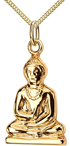 Anhänger Buddha 333 Gold Goldanhänger für Damen mit Halskette Länge wählbar.