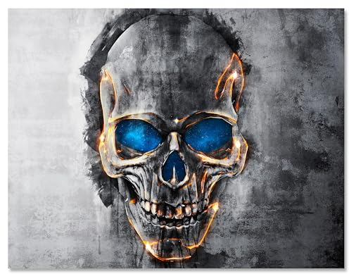 wandmotiv24 Leinwandbild Totenkopf, Querformat, Totenkopf, Gold Kontur M0226