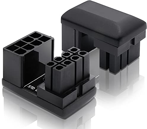 EZDIY-FAB GPU VGA PCIe 8 Pin U Turn 180 grados ángulo conector adaptador de corriente para tarjeta gráfica de escritorio, tipo estándar, paquete de 2