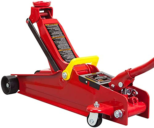 HPDMC 2.5 Ton (5,000 lb) Capacity Floor Jack Hydraulic Low Profile Trolley Service/Floor Jack with Single Piston Quick Lift Pump, Red