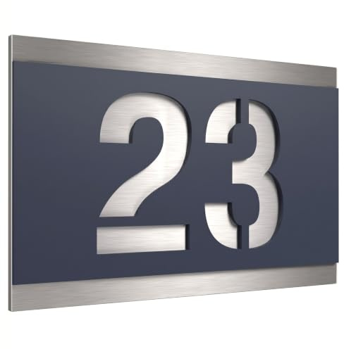 Graviers Design Hausnummer aus V2A Edelstahl 160x110mm - Anthrazit RAL 7016 - Wetterfest Rostfrei Individuell anpassbar nach eigener Wunsch-Nummer - Made in Germany