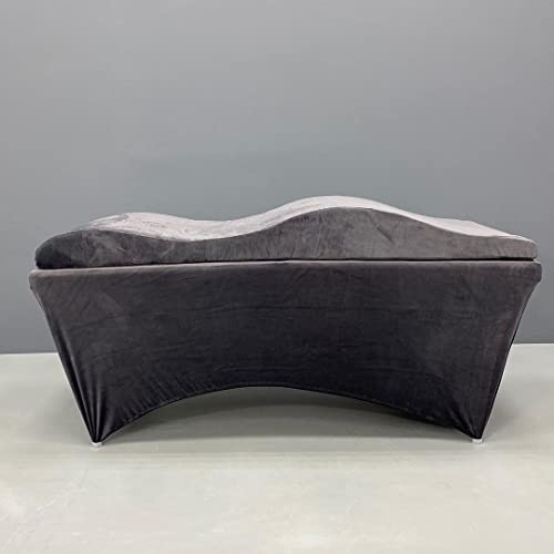 Untitled Wave Matratze (Curved Topper) mit Memory Foam 180x60 für Kosmetikliege, Massageliege, mit Bezug aus Velours | für Wimpernverlängerungen, PMU - Grau