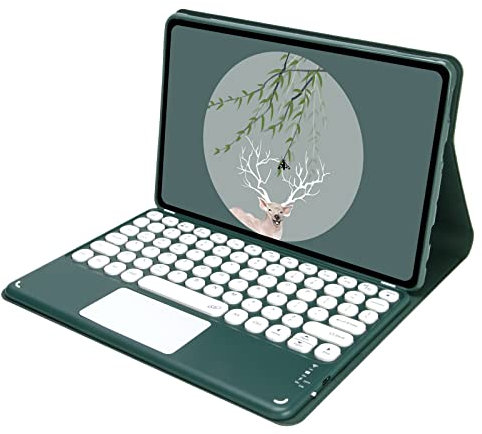 BAUBEY Keyboard Case for All-New Kindle Fire HD 10 and Fire HD 10 Plus Tablet (Only Compatible with 11th Generation 2021 Release)-Slim Cover with Touchpad Detachable Bluetooth Keyboard (Dark Green)