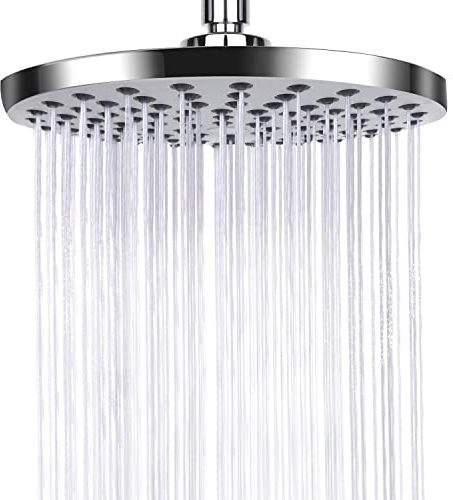 AiQInu 8 Zoll Runder Duschkopf Regendusche,Verstellbarer Kopfbrause Wassersparend mit Anti-Kalk-Düsen,Wasserfall-Duschkopf aus Edelstahl,Durchmesser 20cm