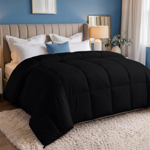 Utopia Bedding Sommerdecke 220 x 240 cm, Bettdecke Ohne Bezug Schwarz | Leichte Steppdecke mit weicher 200 g/m²-Füllung, atmungsaktiv und waschbar, dünne Schlafdecke für Sommer, OEKO-TEX