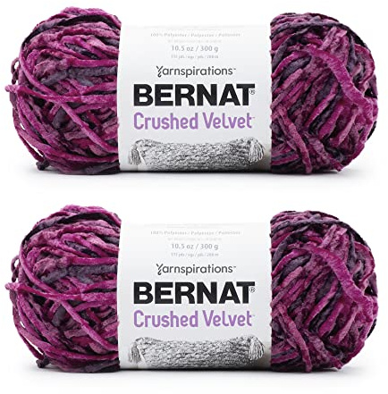 Bernat Crushed Velvet Br Magneta Yarn - 2 Pack of 300g/10.5oz - Polyester - 5 Bulky - 315 Yards - Knitting/Crochet