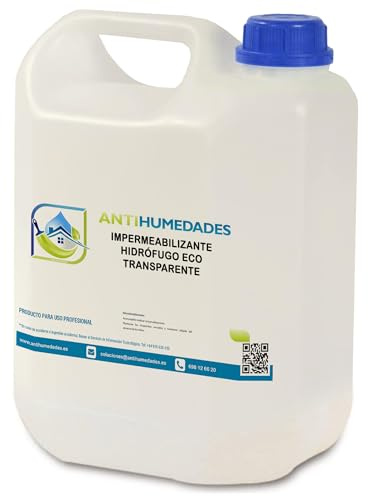 Impermeabilizante Hidrófugo Invisible ECO 5L Incoloro Fachadas | Sin disolventes. Frena la absorción de agua en ladrillo, piedra, hormigón y mortero. Conserva el aspecto natural sin brillos
