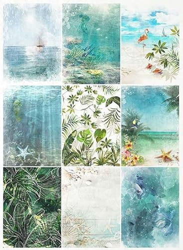 Zita´s Creative Reispapier A3 - Summer Collage. Motiv-Strohseide, Strohseidenpapier, Decoupage Papier