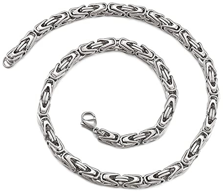 Epinki Halskette Edelstahl Männer 60 cm, Herren Byzantine Königskette Silber Freundschaftsketten Jungen Breit 6MM Halskette Edelstahl Lang Hip Hop