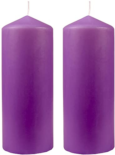 Bestgoodies Stumpenkerzen Wachskerzen Ø8cm x 20cm (2er Pack) Lila - Lange Brenndauer, Hergestellt in EU, Kerzen Blockkerzen - Wachs Stumpen