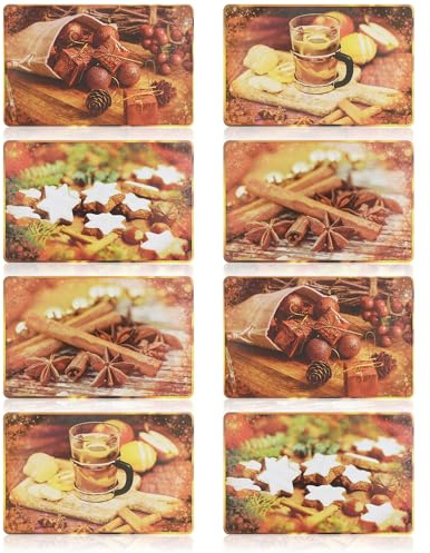 com-four® 8X Platzmatte für Weihnachten, Platzset mit Advents-Motiv | Platzdeckchen mit winterlichen Motiv - weihnachtliches Tischset