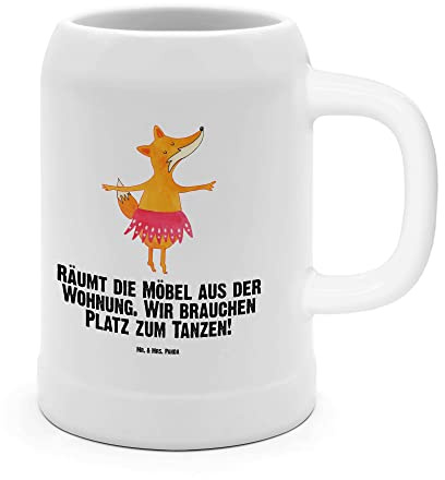 Mr. & Mrs. Panda Bierkrug Fuchs Ballerina - Geschenk, Tänzerin, Bierkrug Steingut, Tänzer, 0, 500ml, elegant, Füchse, Steinkrüge, Party, 5 l