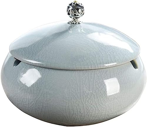LXINMFEWY Winddicht Keramik-aschenbecher Mit Deckel, Schwerer Zigarrenaschenbecher, Outdoor-aschenbecher Für Terrasse, Winddichter Aschenbecherhalter Draussen Innen