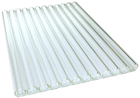 Glass Tubes 12 Piece, Reusable Glass Straws 6 Inch Long, OD 10 mm, Thickness 1.5 mm, Clear Industrial Borosilicate Glass Tubing for Short Cup (10mm-6IN-Clear)