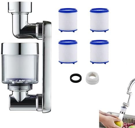 1080° Rotating Robotic Arm Faucet with 4 Filter Cartridges, Faucet Extender with Filter, Splash FaucetFilter for Kitchen Sink Washbasin Bathroom