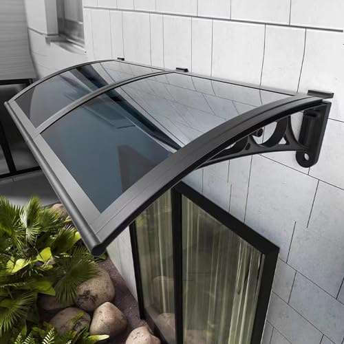Vordach Haustür,Vordach Haustürvordach,UV-Schutz Regenschutz Türvordach Haustürdach Pultvordach aus 2.5 mm Polycarbonat und Aluminium Rahmen,60/80/100/120/150 cm Breite (60x140cm/24x55)