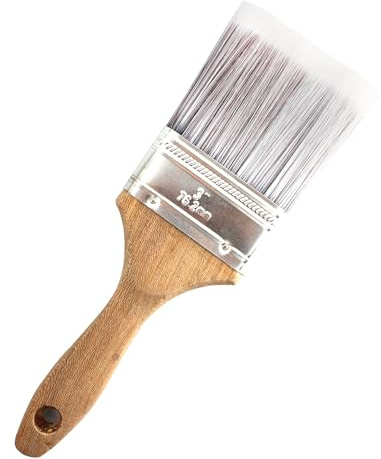 bociloy 3 inch Wide Soft Bristle Paint Brush, Flat Stain Brush, Wooden Handle Deck Brush, Masonry Brush, Wood Stain Brush