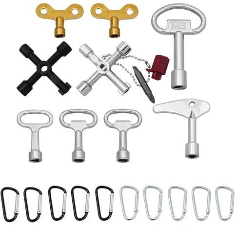 WISIRENT Lot de 9 clés universelles pour robinet - Clé universelle - Clé triangulaire - En acier inoxydable - Pour compteur électrique, compteur d'eau