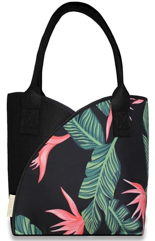 SILUK Filztasche Einkaufskorb Einkaufstasche, Filztaschen Shopper, Groß Multifunktional Filzkorb zur Aufbewahrung (Blume - Rosa)